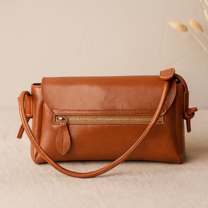 Seitenansicht Damen Tasche Braun Kunstleder