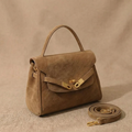 Damen Lederhandtasche aus Kunstleder in Cognac – elegante Alltagstasche