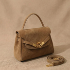 Damen Lederhandtasche aus Kunstleder in Cognac – elegante Alltagstasche