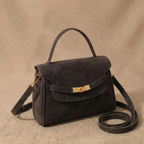 Damen Lederhandtasche aus Kunstleder in Mokka Braun – klassische Handtasche