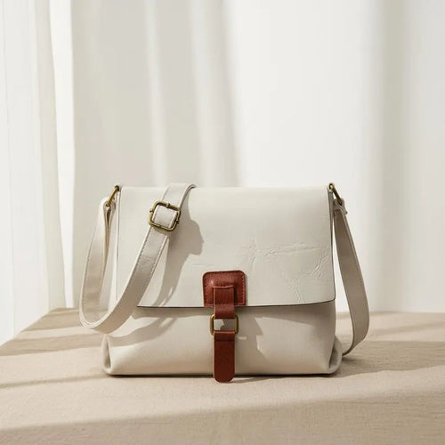 Kleine Umhängetasche für Damen aus Kunstleder in Beige – elegante Tasche